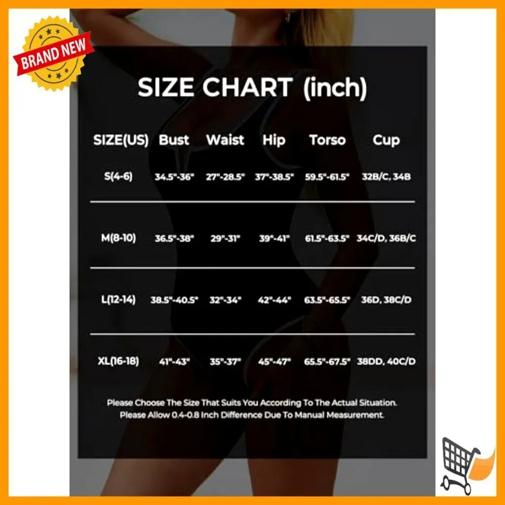 Tummy Control One Piece Swimsuit High Cut Push Up Nylon Spandex Size M